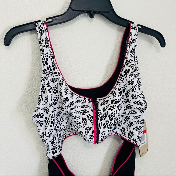 NIKE Swim Party Dots Cutout One Piece Bikini Swimsuit White Women's Size Large - Picture 11 of 11